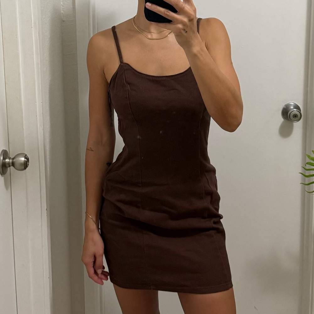 Brown bodycon dress